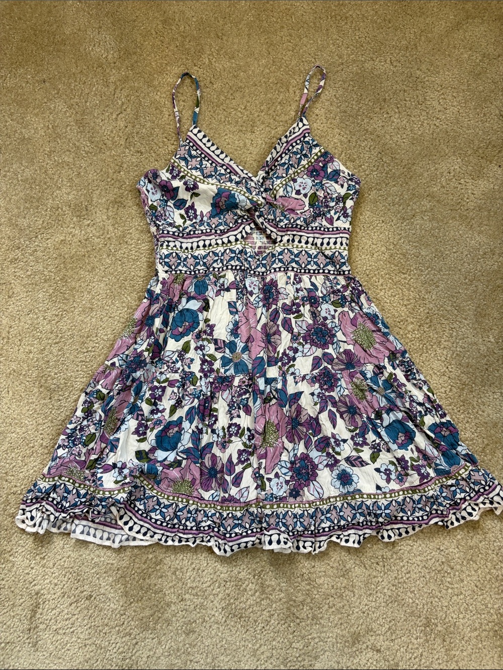 Women's Angie Floral Cutout Sweetheart Babydoll Boho Dress